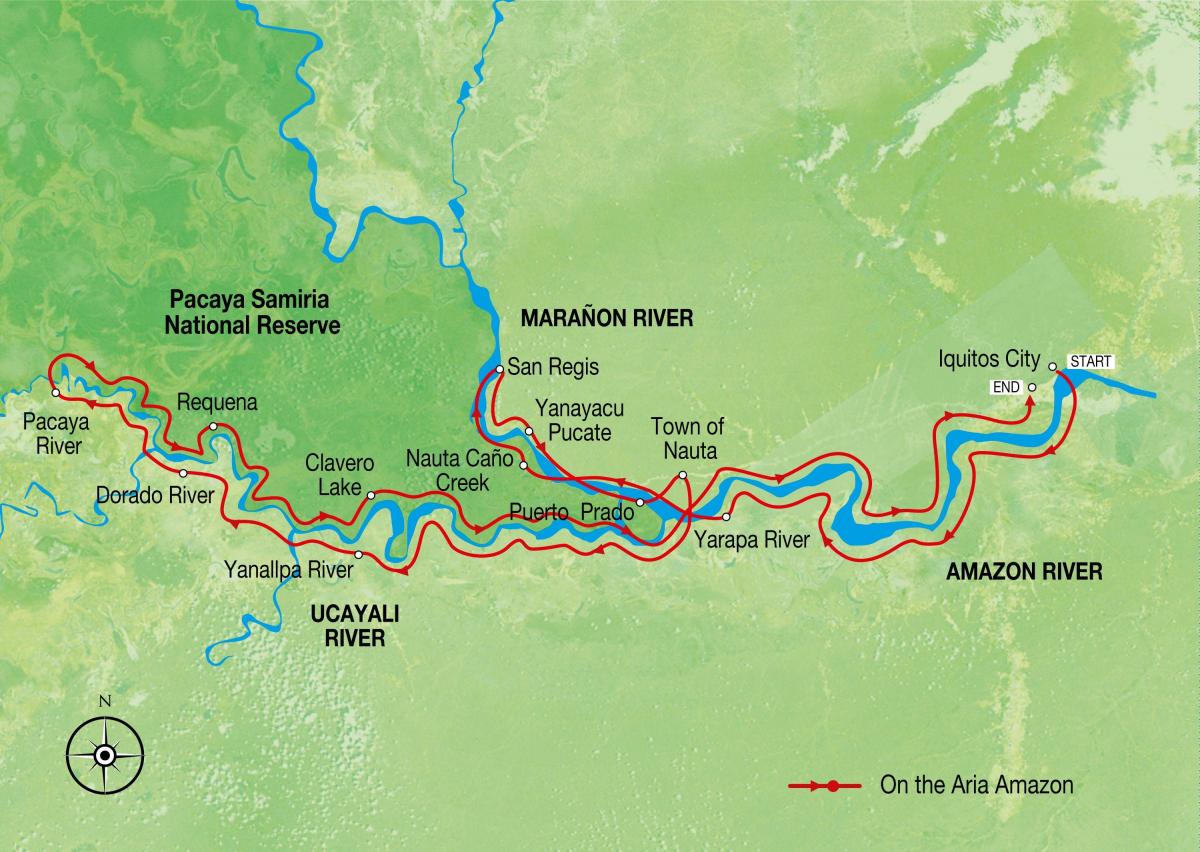 خريطة نهر الأمازون في بيرو