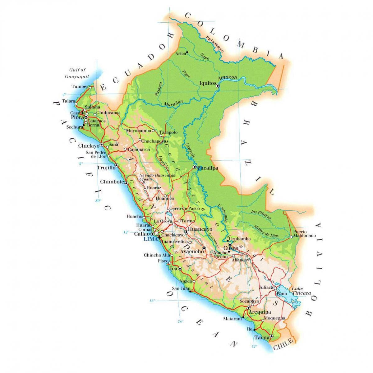 خريطة خريطة المادية بيرو